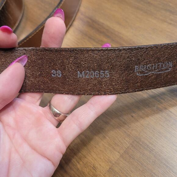 VTG 90s Brighton Two‑Tone Brown Leather Western Braided Belt Sz 38 – EUC - Picture 4 of 11